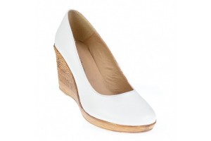 Pantofi dama casual din piele naturala alba cu platforma de 7 cm - MARA P3550ALB